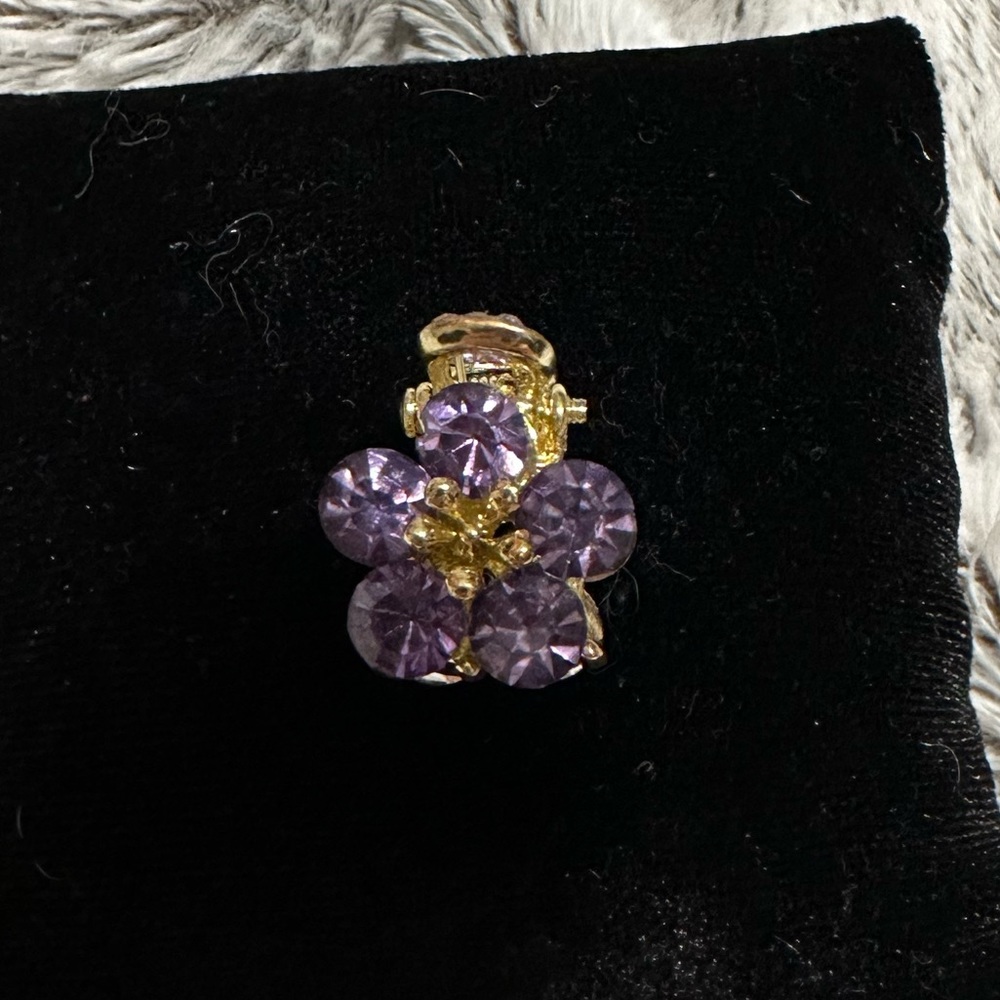Purple Rhinestone Flower Clip - Picture 3 of 4